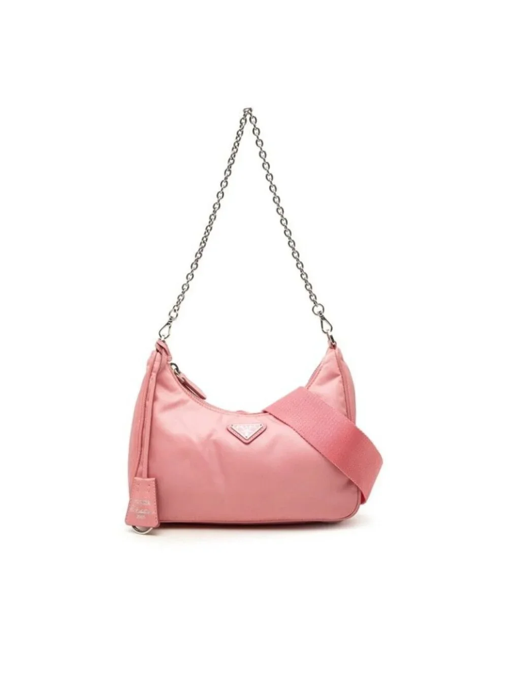 Prada Re Edition 2005 Chain 2-Way Shoulder Bag Pink Nylon Leather